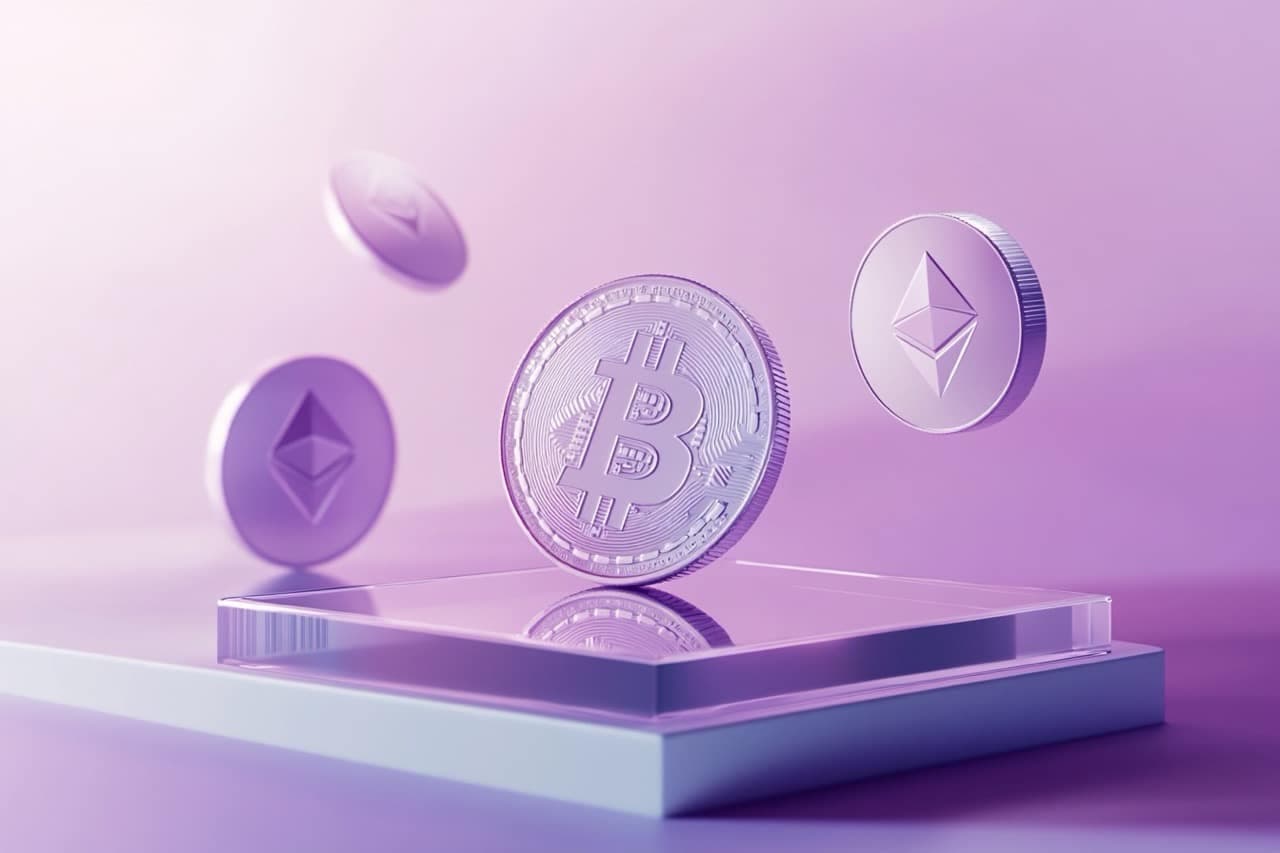 Une image des différentes cryptomonnaies flottant au-dessus du sol