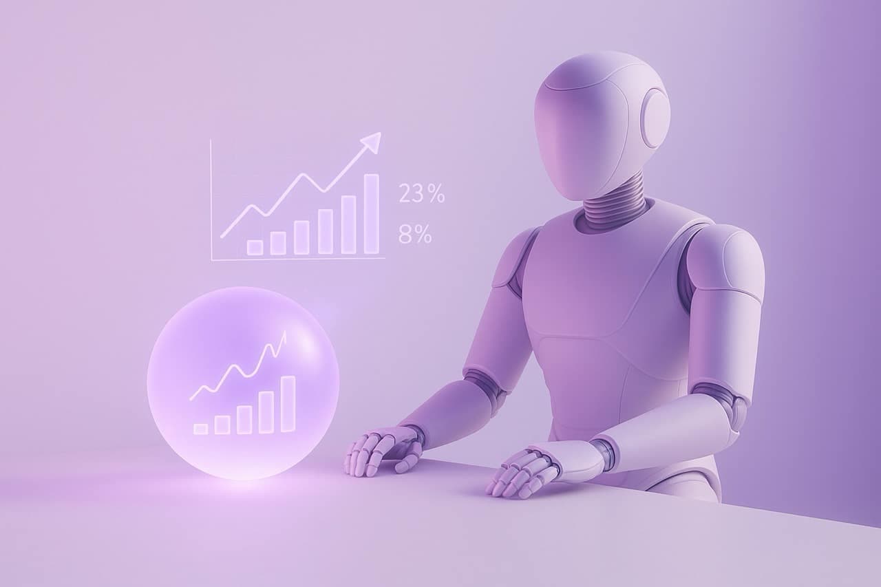 Une scène minimaliste élégante de robot assis