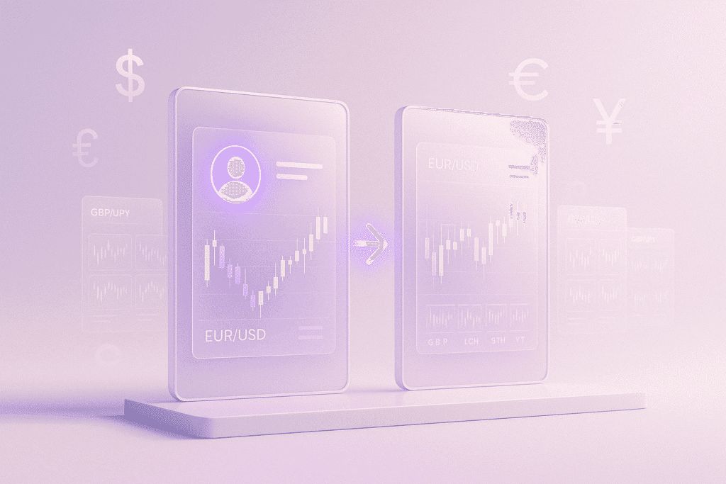 Écran de copy trading sur le marché du forex