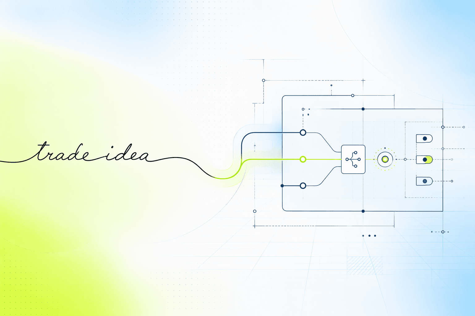 A handwritten sentence transforming into a precise blueprint of circuits and switches across a drafting table