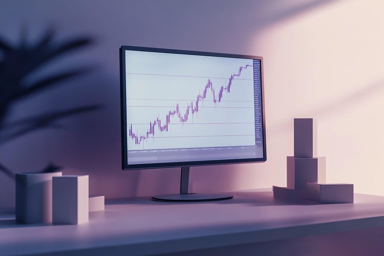 Une scène élégante et minimaliste d'un écran de bureau avec des patterns affichés