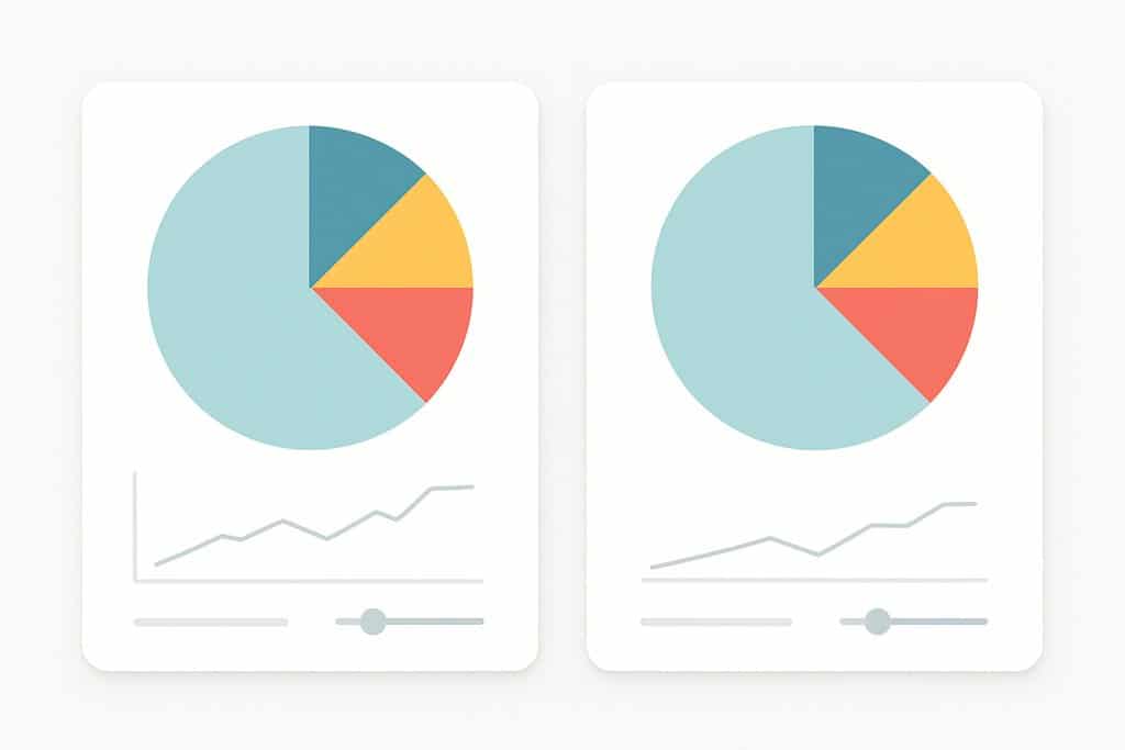 Simple, clean visualization of copy trading and risk diversification: two side-by-side portfolio panels.