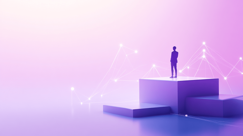 A_minimalist_elegant_scene of_trading_IA Une image d'humanoid dans un paysage technologique représentant le trading IA