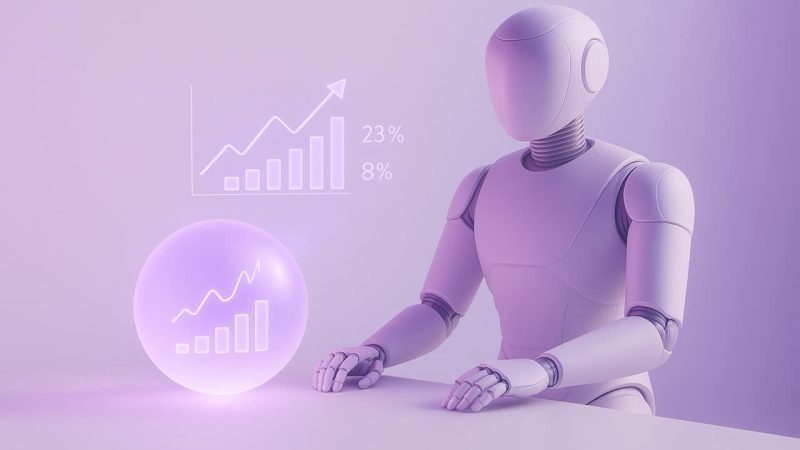Une scène minimaliste élégante de robot assis